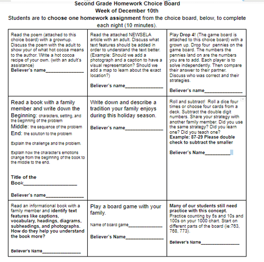 Choice Boards for Learning & Student Engagement