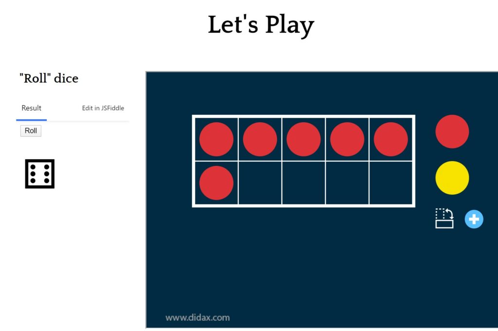 Build Ten Dice Game with Embedded Virtual Manipulatives (Math, kindergarten)