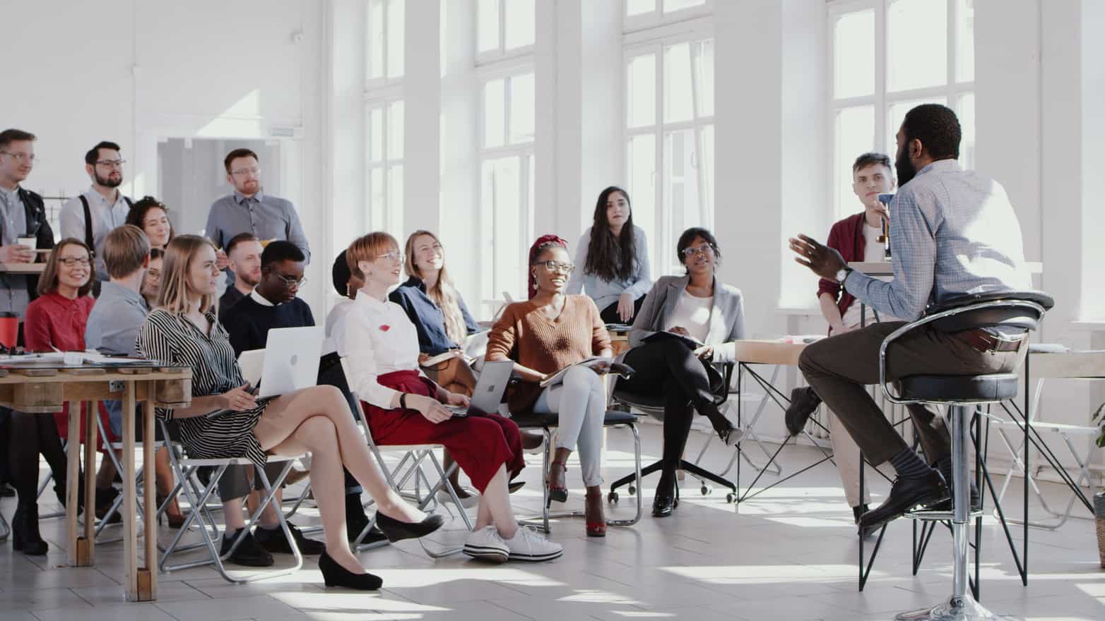 Group discussion among adult professionals