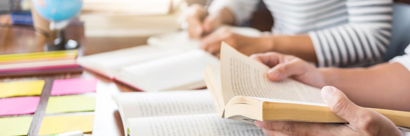 Students reading and taking notes